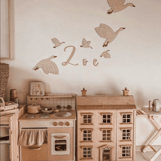 Houten set ganzen met naam