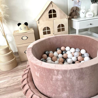 Piscine à balles en velours doux beige foncé 90 x 40 cm