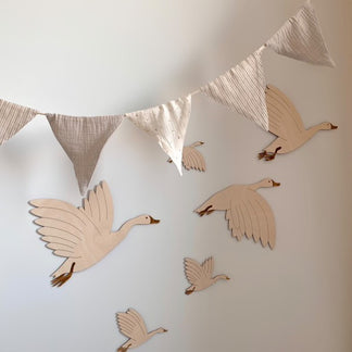 Wooden set of geese