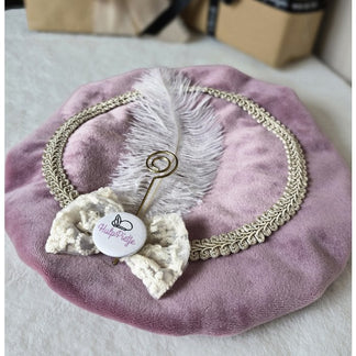 Bonnet Piet de luxe avec bâton et nœud du Père Noël - Velours rose - Zoemi Baby