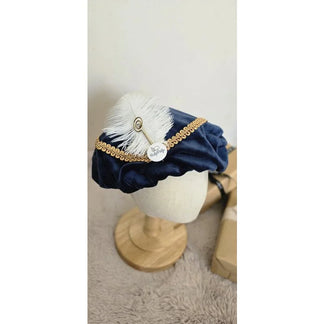 Chapeau de Père Noël de luxe avec bâton - Velours bleu - Zoemi Baby