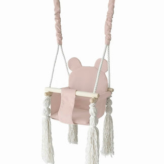 Balançoire bébé ours en peluche rose - MOJE