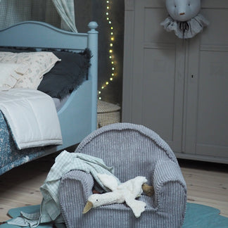 Chaise côtelée Blueberry Grey - avec nom brodé