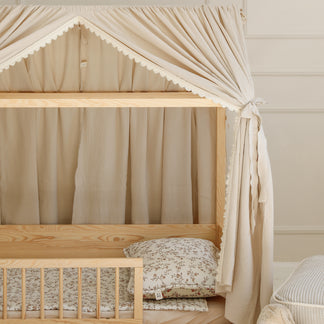 Canopy muslin with ribbon for a bed house