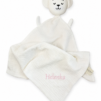 Teddy Troostknuffel van Biologisch Mousseline - Gepersonaliseerd