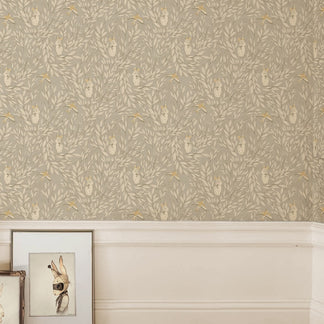 Papier peint Misty Leaf Fauna - Gris - Mme Mighetto