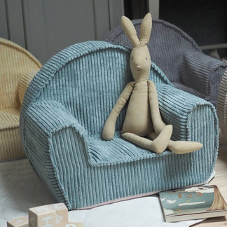 Chaise côtelée vert menthe poivrée - avec nom brodé