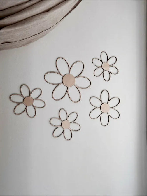 Houten set bloemen