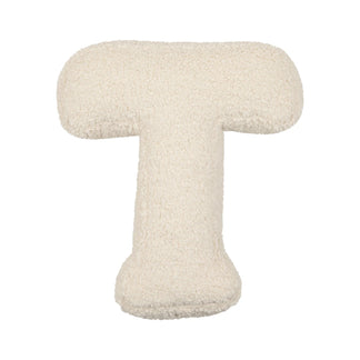 Coussin lettre Teddy blanc T