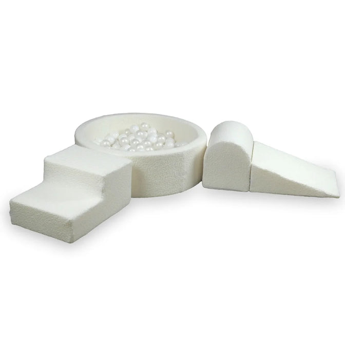 Set Eléments + Piscine à Balles 90x30cm Bouclé Blanc - Mimii