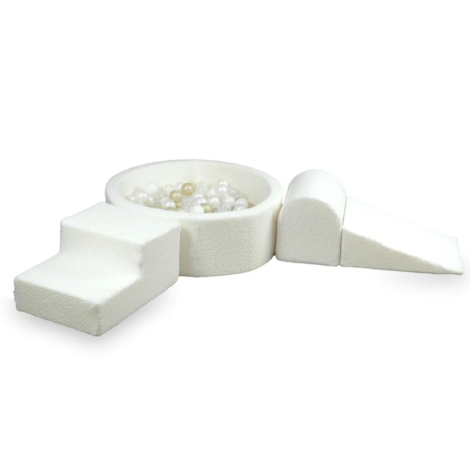 Set Eléments + Piscine à Balles 90x30cm Bouclé Blanc - Mimii