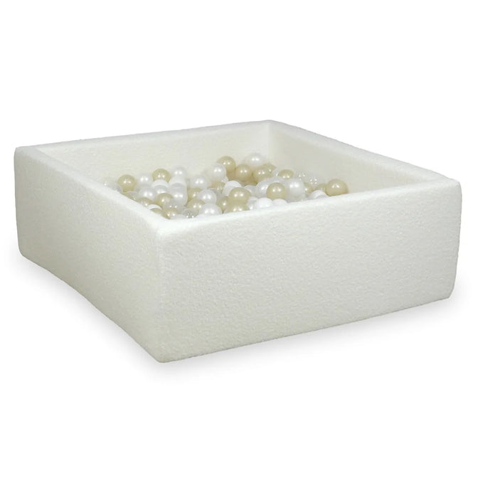 Ballenbak Bouclé 110 x 110 x 40 cm Wit - Mimii