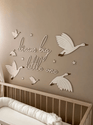 Wooden set of geese with the text "Dream big little one"