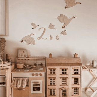 Houten set ganzen met naam