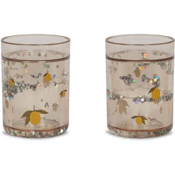 Glitter bekers Lemon 2st