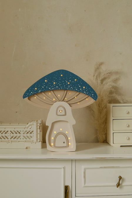 Paddestoel Starry Night Blue Nachtlamp