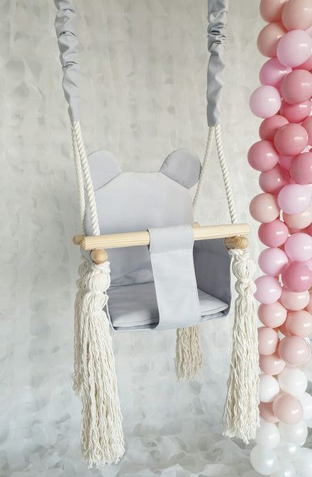 Balançoire bébé Ours en peluche Gris - MOJE
