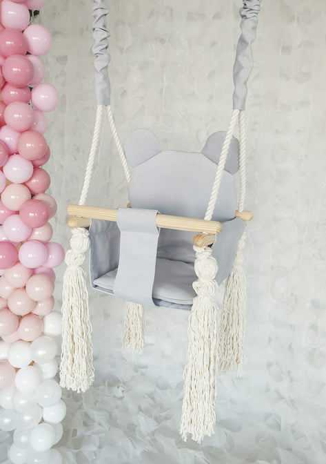 Balançoire bébé Ours en peluche Gris - MOJE