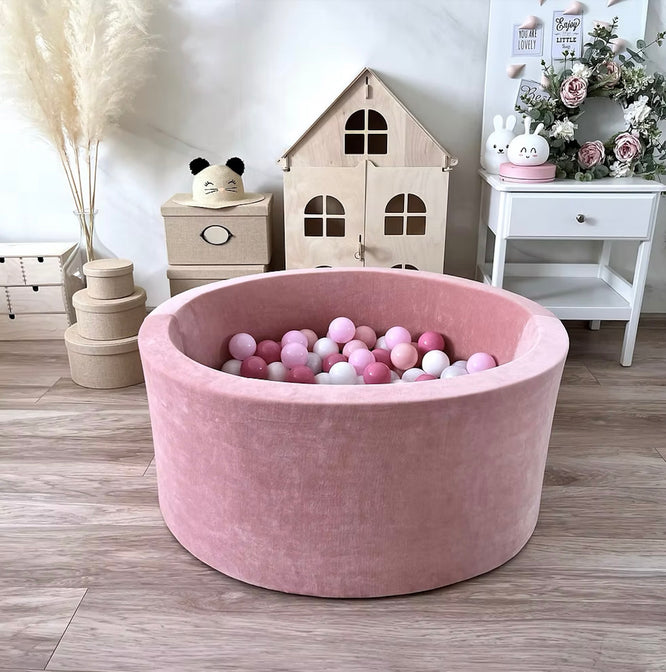 Bällebad Soft Velvet Himbeerrosa 90x40cm