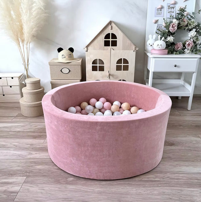 Bällebad Soft Velvet Himbeerrosa 90x40cm