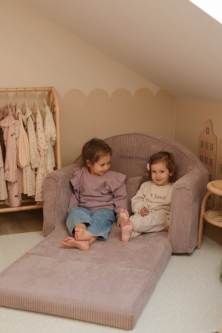 Rib sofa Magenta Grey - met geborduurde naam