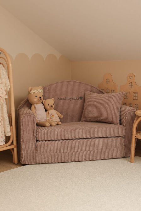 Rib sofa Magenta Grey - met geborduurde naam