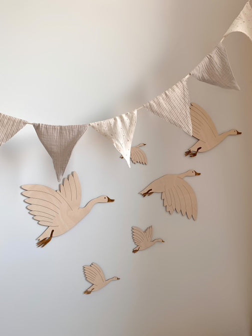Wooden set of geese