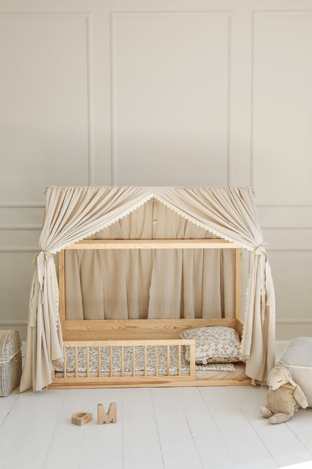 Canopy muslin with ribbon for a bed house