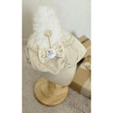 Bonnet Piet de luxe avec bâton et nœud du Père Noël - Velours beige - Zoemi Baby