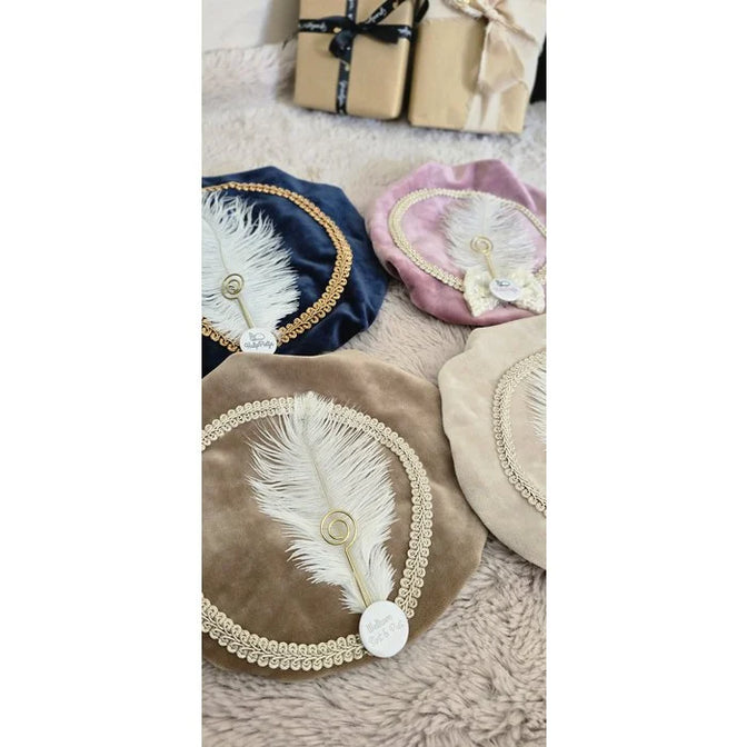 Chapeau de Père Noël de luxe avec bâton - Velours bleu - Zoemi Baby