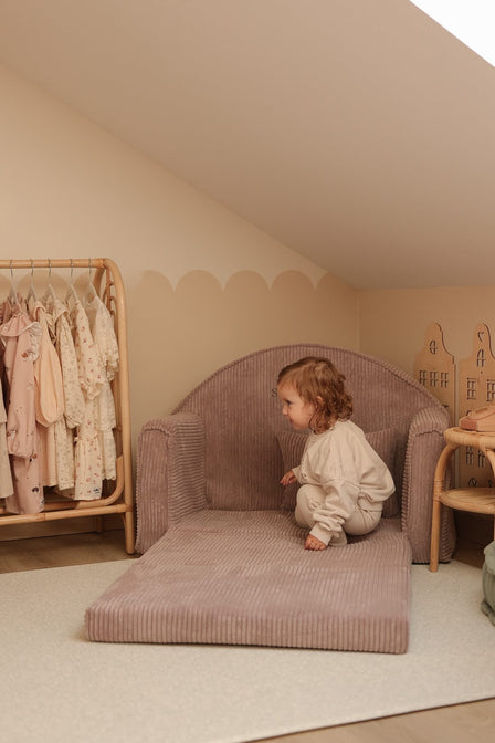 Rib sofa Magenta Grey - met geborduurde naam