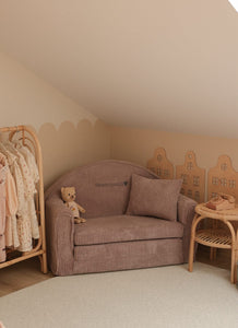 Rib sofa Magenta Grey - met geborduurde naam