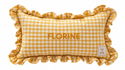 Coussin en lin couleur crème à bord volanté – avec nom brodé