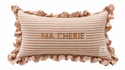 Kussen Katoen Mousseline Streep - Beige met naam of eigen inscriptie
