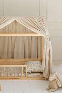 Canopy muslin with ribbon for a bed house