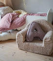 Letter kussen rib magenta grey