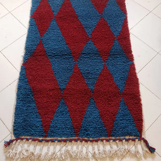 Vloerkleed Beni Ouarain ruit - Blauw (Pre-Order)