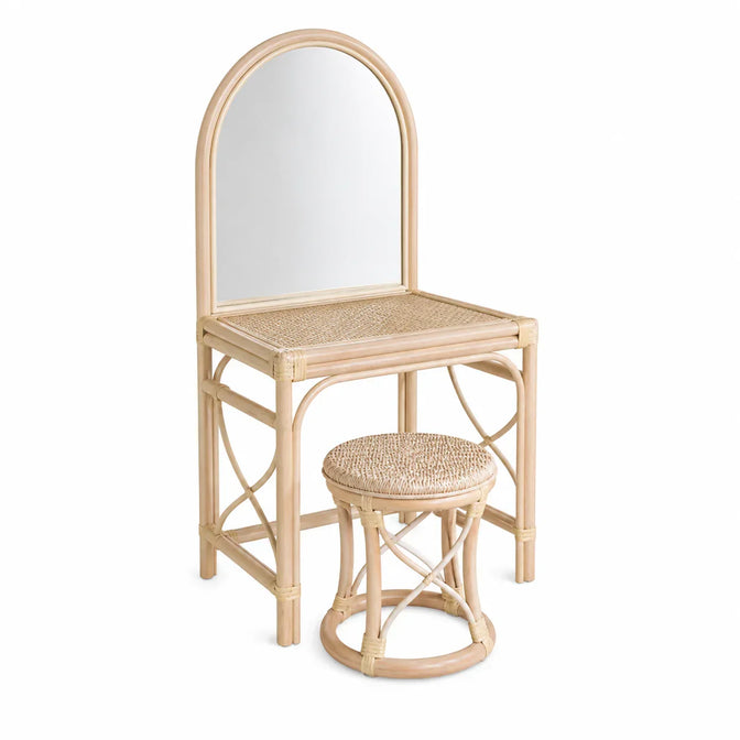 Rattan Dressing Table with Stool