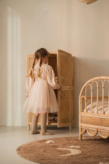 Rattan Children's Wardrobe with Flower Detail