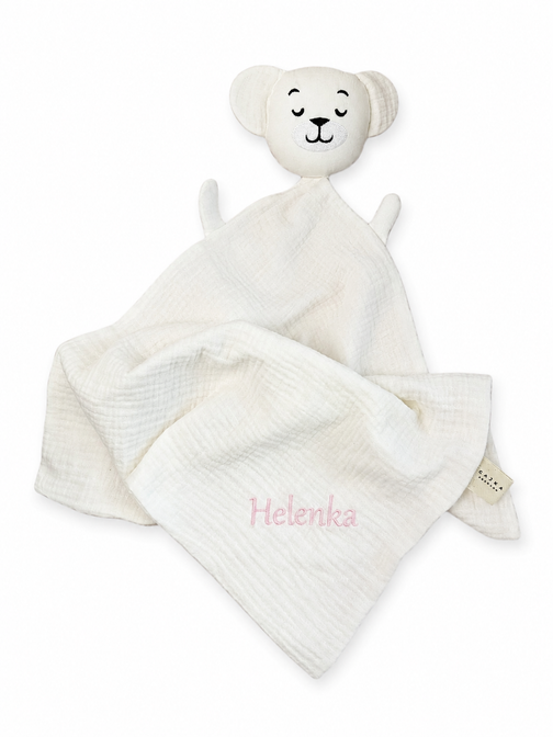 Teddy Troostknuffel van Biologisch Mousseline - Gepersonaliseerd