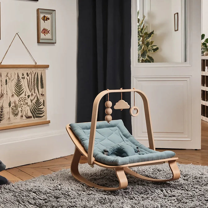Wipstoel Levo Natural Wood Walnoot - Blauwgrijs
