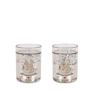 Glitter bekers Swan Off White 2st