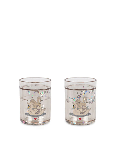 Glitter bekers Swan Off White 2st