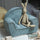 Chaise côtelée vert menthe poivrée - avec nom brodé