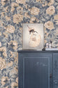 Papier peint Coquelicots pour Marlene - Bleu poussiéreux - Mme Mighetto