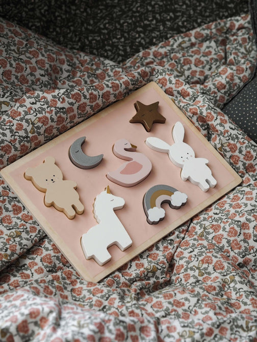 Houten puzzel Teddy & Bunny (7 stukjes) - Jabadabado