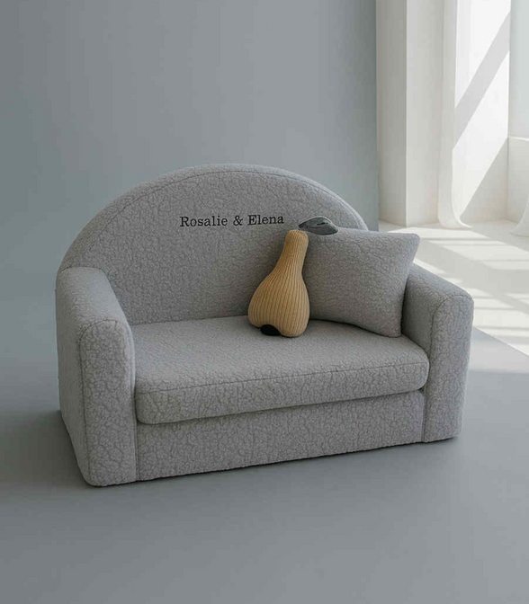Teddy sofa Grey - met geborduurde naam