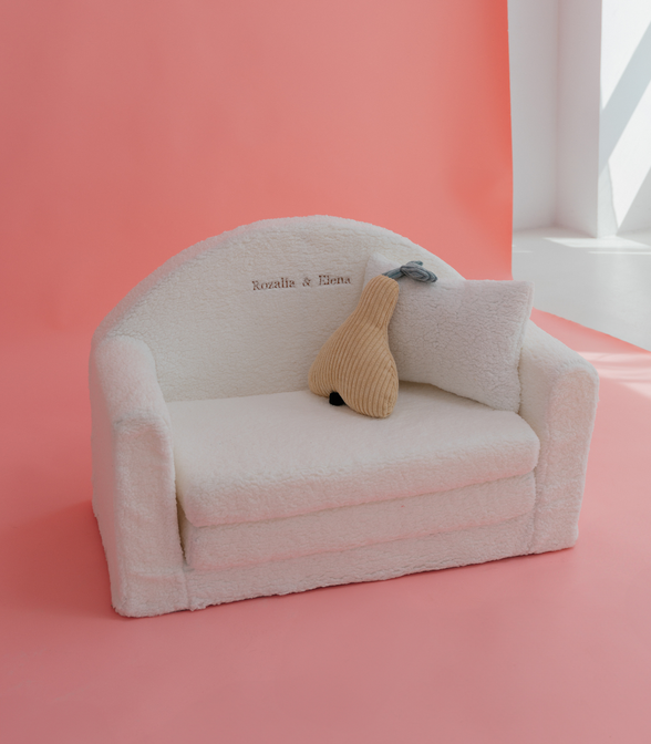 Teddy sofa White - met geborduurde naam