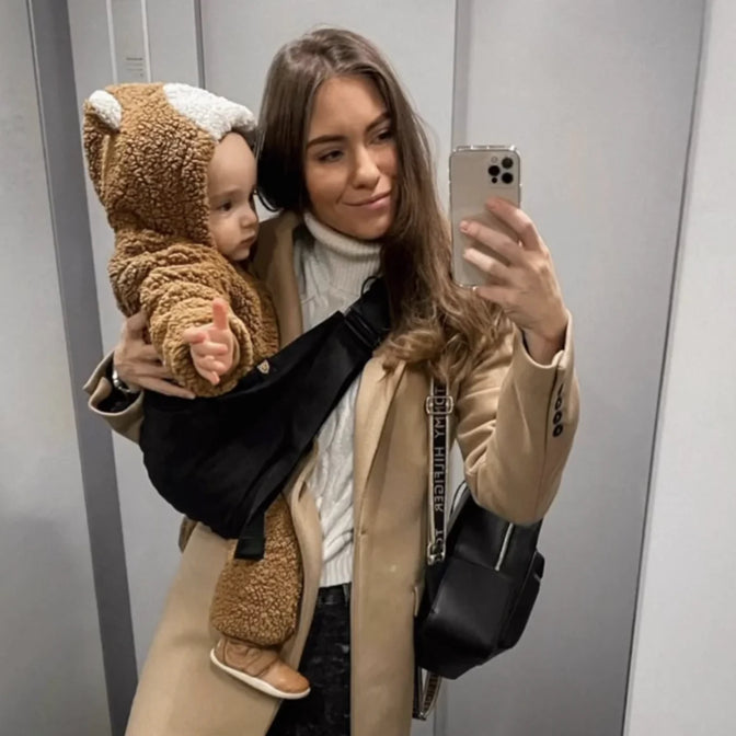 Porte-bébé en lin noir - Wildride