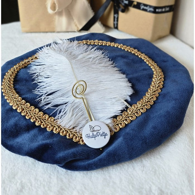 Chapeau de Père Noël de luxe avec bâton - Velours bleu - Zoemi Baby